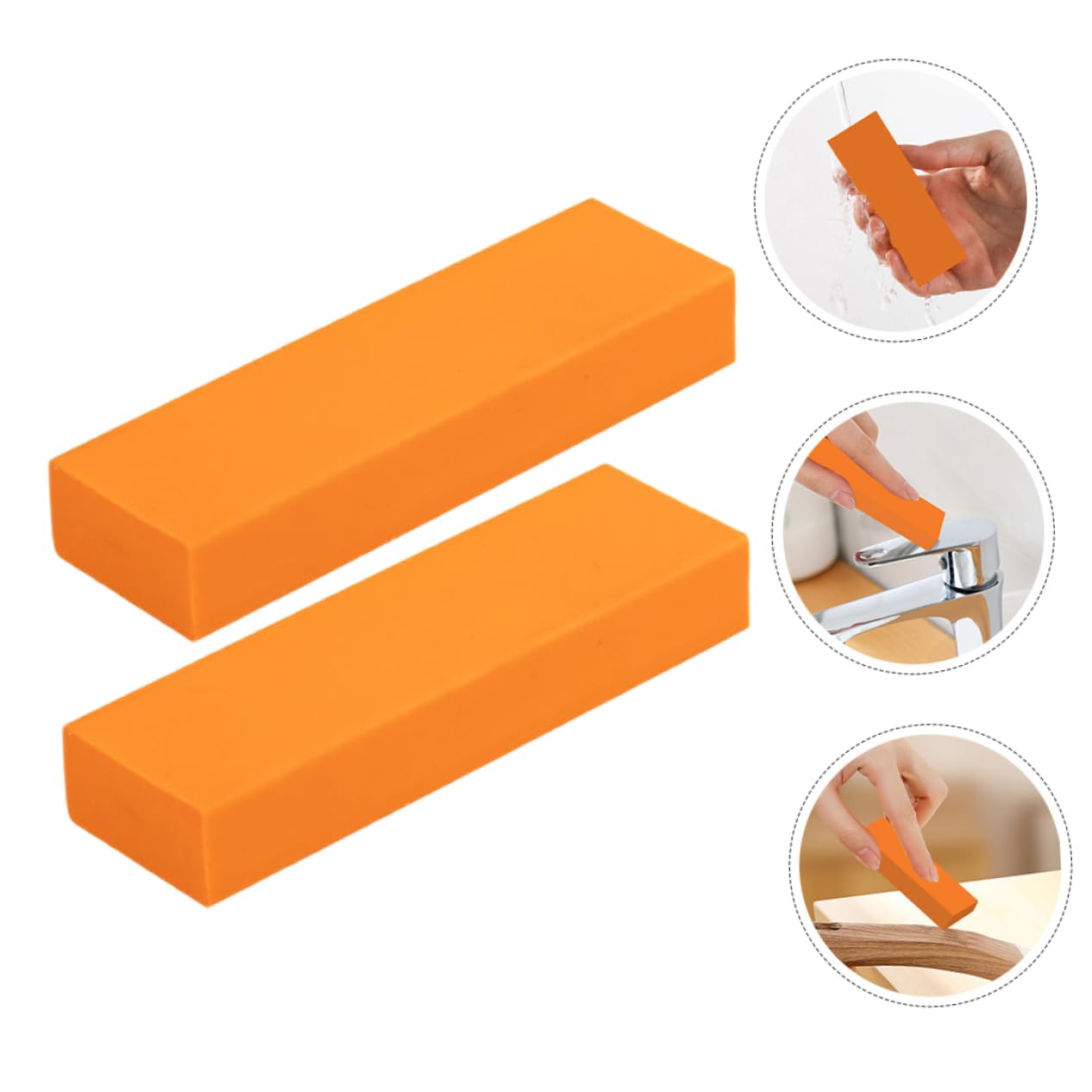 DECHOUS 4 Ensembles La Gomme Recharge Gomme D'évier Pouvoir Gomme De Nettoyage Poubelle Simple Dérouillant Domestique Effaceur De Taches en Acier Inoxydable Caoutchouc Orange 2 Pièces * 4
