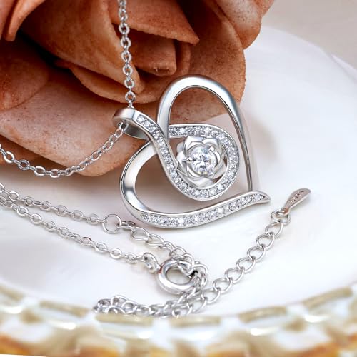 Image of Sterling Silver Pendant Necklace Charms Hypoallergenic Fashion Jewelry Dainty Valentines Day Birthday Gift for Women