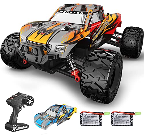 Remote Control Car Fast RC Cars for Kids Adults,1:16 Large Remote Control Truck with Lights, 28mph 4WD Off-Road,Upgraded 2.4GHz All Terrain Toy Monster Crawler with 2 Rechargeable Battery,40+ Min Play