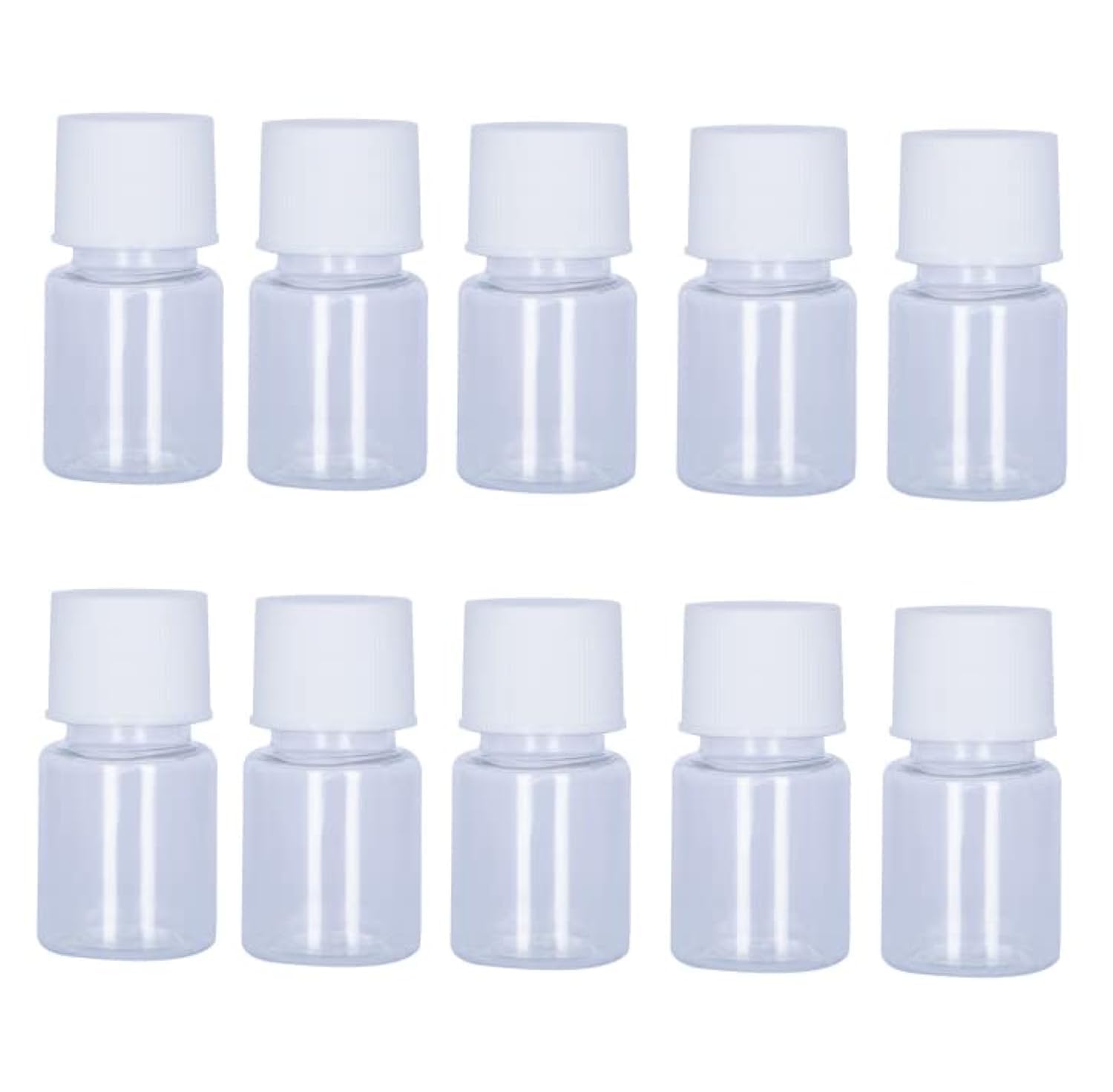 Duehut 10PCS 5ml Plastic Bottles - Lab Cylindrical Chemical Reagent Bottles - Wide Mouth Small Plastic Water Bottles - White