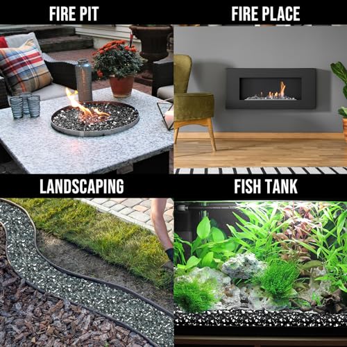 Skyflame 10-Pound Fire Glass for Fireplace Fire Pit and Landscaping, Onyx Black Reflective, 1/2-Inch