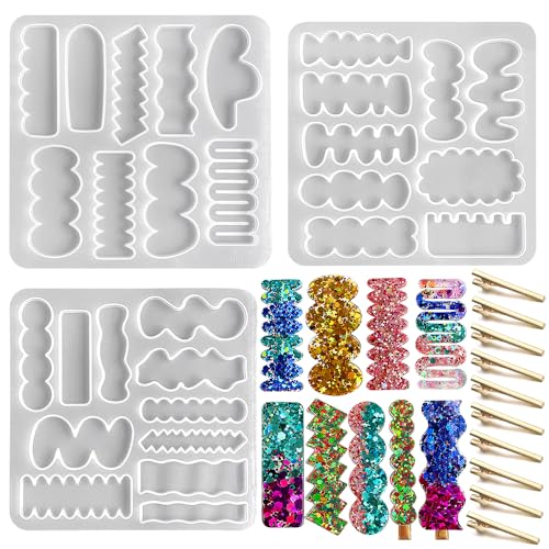 Image of RESINWORLD Hair Clip Silicone Molds, Hairpin Molds for Epoxy Resin Casting, UV Resin Jewellery Accessories Making Tool