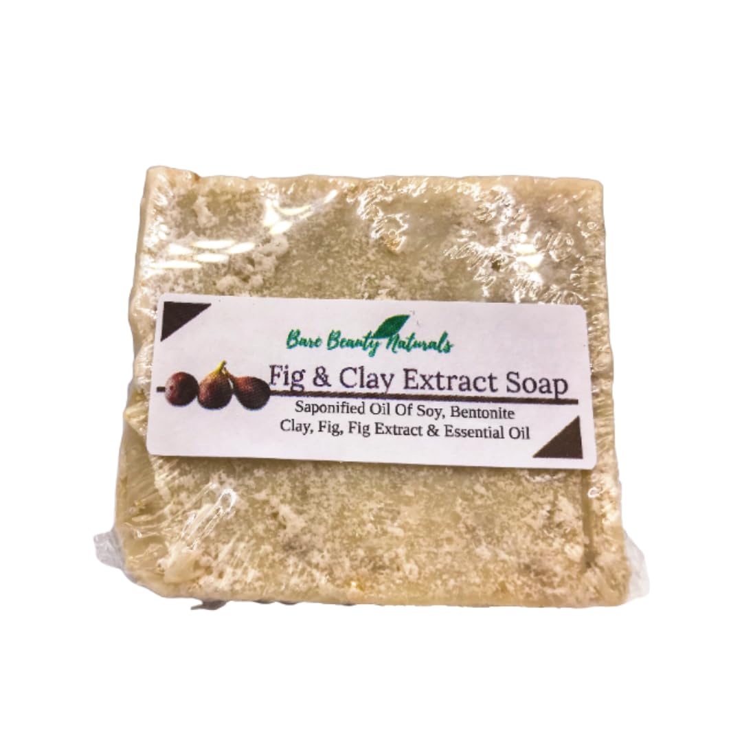 Bare Beauty Naturals 100% Natural Fig and Clay Extract Soap- Antioxidant- Skin Hydrant- Anti-Acne- Plant-Based-Various Soap Cut Sizes (Brick cut 9-10.9 oz, Hi-Exfol Bath)