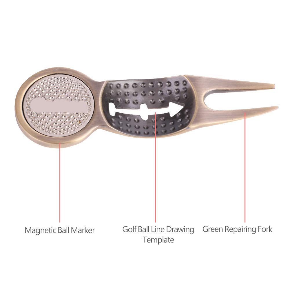 VGEBY Herramienta de reparación de Divot de Golf con botón emergente y Marcador de Bola magnética Pitch Mark Mini Herramienta de reparación de Divot para golfistas Profesionales