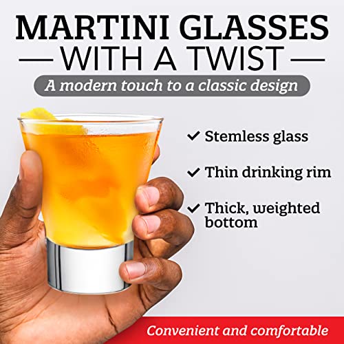 Bormioli-Rocco-6-Pack-YPSILON-Cocktail-Glasses-set-85-Ounce-Bar-Glass-Stemless-Martini-Glasses-for-All-Alcoholic-Beverages-like-Margarita-Manhattans-Bourbon-Vodka-Gin-Lead-Free-Whiskey-Glass Bormioli Rocco 6 Pack YPSILON Cocktail Glasses set 85 Ounce Bar Glass Stemless Martini Glasses for All Alcoholic Beverages like Margarita Manhattans Bourbon Vodka Gin Lead Free Whiskey Glass