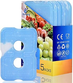 Cold Ice Pack Brick Block Reusable Long Lasting Cool Slim Thin Freezer Pack Cooler for Lunch Boxes Bag Canned Soda Beer Camping(200g,Set of 5