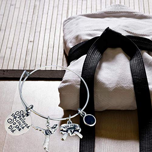 Sportybella Jiu Jitsu Charm Bracelet - She Believed She Could Martial Arts Black Belt Charm Bracelet, Brazilian Jiu Jitsu Gift for Women, Jiujitsu Accessories3