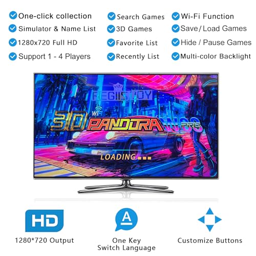 Image of RegiisJoy 36800 in 1 Arcade Game Console Pandoras W88 Pro WiFi Function Game Machine for PC & Projector & TV, 2-4 Players, 1280X720, 3D Games, Search /Hide /Save /Load /Pause Games, Favorite List