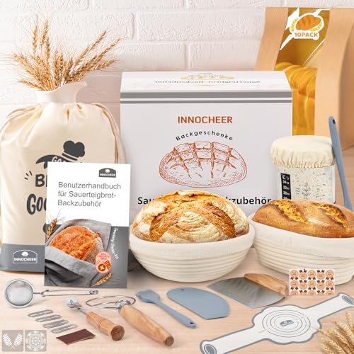 Gärkörbchen Für Sauerteig Starter Set, 25cm & 23cm Gärkorb Brot Backen, Sauerteig Starter Set Mit...