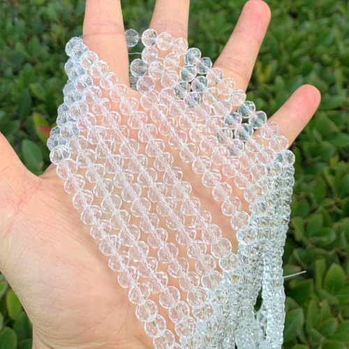 Image of 350pcs Czech Faceted Rondelle Crystal Glass Beads 8mm Bulk Crystal Clear