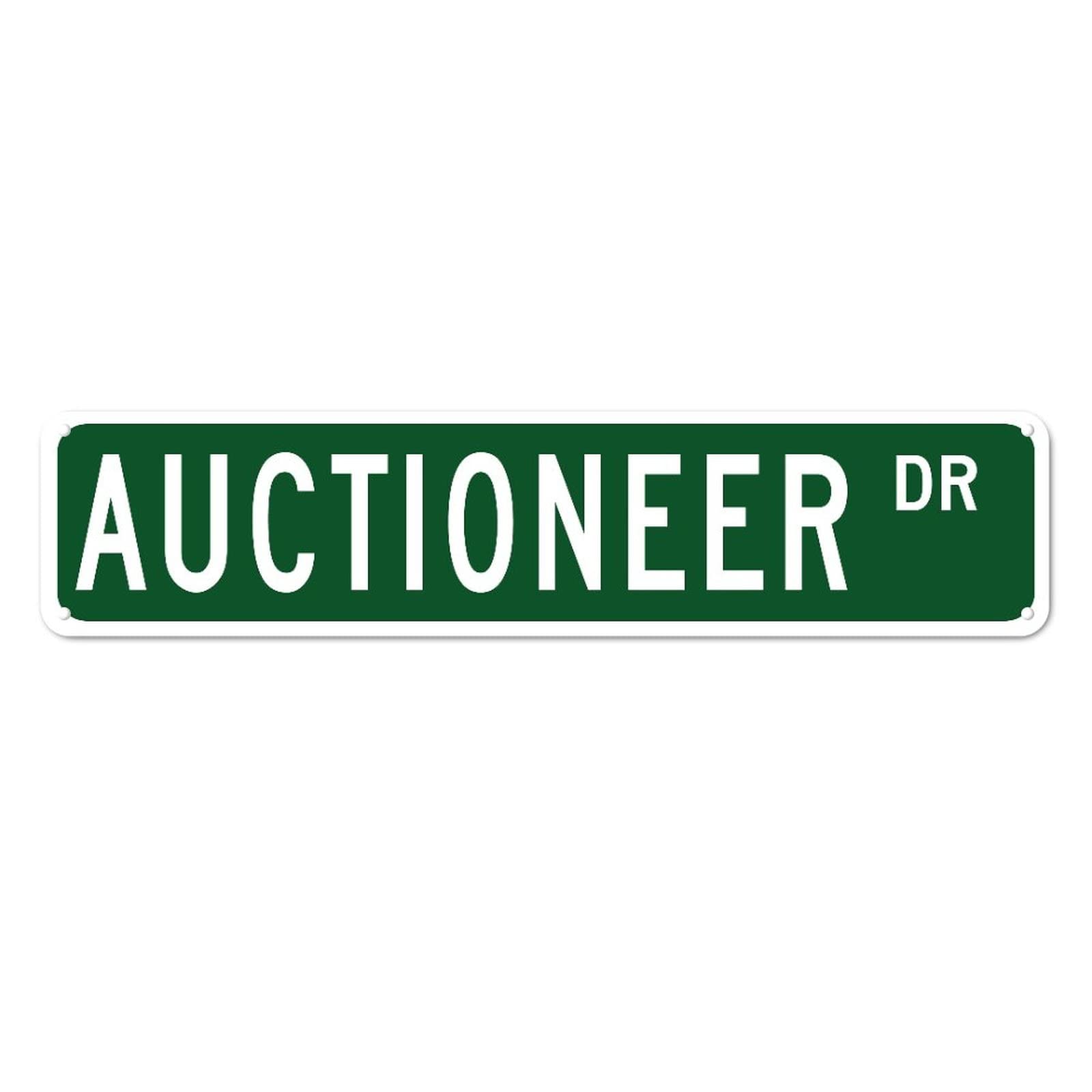 Auctioneer Dr Retro Tin Signs Funny Aluminum Sign Front Door Garden Yard Wall Pub Club Hanging Decor 4x16 Inch