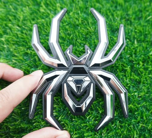 Image of 1pc Spider Black Widow Edition Emblems 3D Side Rear Door Badges Sticker Nameplate (Black Silver)