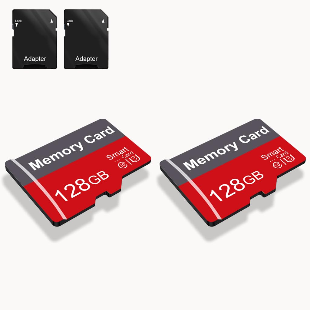 Photo 1 of 2 Pack Memory Card 128GB with Adapter, High Speed TF Card, UHS-I C10 A1 Memory TF Card for Tablet/Mobile Phone/Camera/Car Audio/Game Console (128, GB)