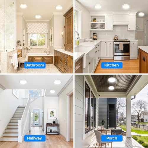 Miniatura 8 de Peasur Plafon Led Techo Baño, Plafon Redondo Techo Led Regulable 3000 3500 4000 5000 6500k 15w, Lámpara Delgada Impermeable, Para Sala De Estar Baño Dormitorio Cocina Pasillo Sótano Oficina, 18 1.6cm