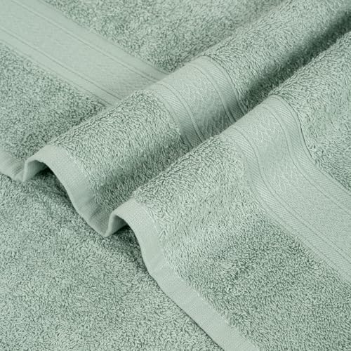 Image of Arvind 100% Cotton Towels for Bath | Towels for Bath Large Size | 500 GSM Bath Towel - Soft & Absorbent | 4 Piece Bath Towel for Men /Women | Urban Comfort | 70 cm x 140 cm - Aqua & Dark Grey