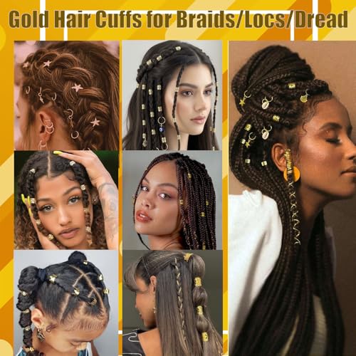 300 Piezas Accesorios de Joyas de Cabello Doradas para Trenzas miniatura 4