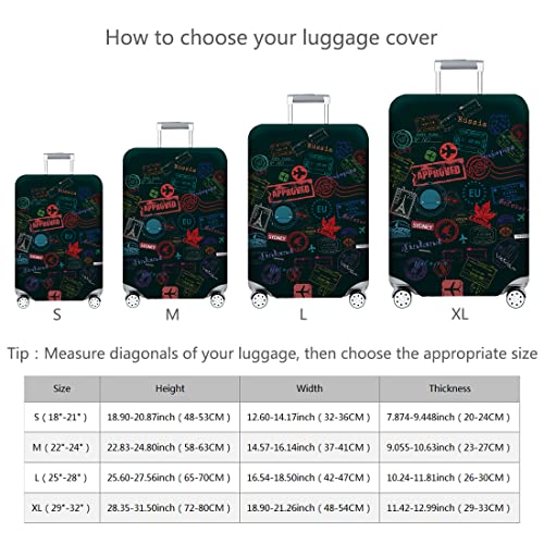fancyfree Thickened Luggage Cover18/24/28/32 Inch High Elastic Travel Suitcase Sleeve Spandex Protective Cover (World Travl, L(25'-28" luggage))2