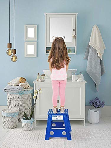 LAFILLETTE Plastic Folding Step Stool - 12 inch Foldable Stool for Kids & Adults, Kitchen Garden Bathroom Stepping Stool(Brown) 2