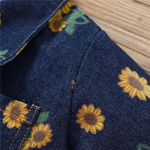 Little Girls Spring Autumn Flower Denim Jacket Loose Casual Denim Coat Sunflower Pattern Jean Jacket for Toeddler4