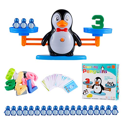 Ulikey Jouet Mathématique, Jeu de Balance Montessori, Apprentissage des Mathématiques Jouet Éducatif STEM Jouet d'Échelle d'Équilibre Jeu de Maths pour Enfants (Penguin)
