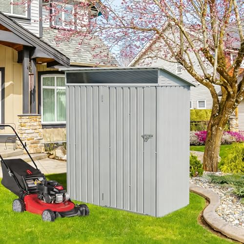 Vongrasig 5 x 3 FT Outdoor Storage Shed, Light Grey