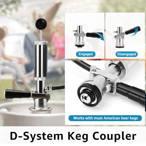 Imaictuu Beer Keg Tap Chrome-Plated Beer Pump Keg Party Pump Beer Tap for Keg 4 Inches Mini American D-System Keg Tap Beer Dispenser Picnic Beer Pump Hand Pump for Party