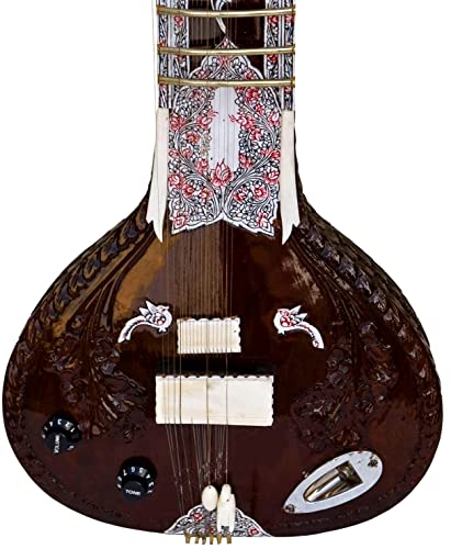 Sitar indien acoustique-électrique en bois de rose sculpté + tous les accessoires, garantie française - Les Beatles, Paul McCartney, John Lennon, RIngo Starr, George Harrison Sitar indien acoustique-électrique en bois de rose sculpté + tous les accessoires, garantie française – Image 4