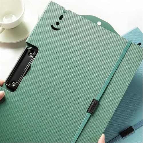 Image of oddpod Horizontal A4 Plastic Clipboard with Elastic Strap /Multi-Function Document Paper Storage File Folder with Outer Cover for Students & Professionals - Pine Green