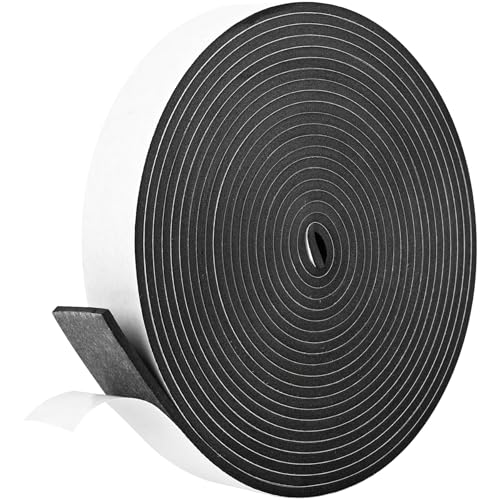 Image of Kikerike Self Adhesive Foam Tape Weatherstrip 1In x 1 /4In x 33Ft High Density Foam Insulation Strips Foam Seal Weather Stripping with Strong Adhesive for Door and Window Sound Isolation Soundproofing
