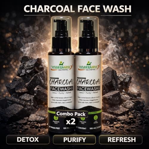 Image of Charcoal Face Wash for Men & Women - Pack of 2 (100ml Each) | Deep Cleansing & Oil Control Skincare
