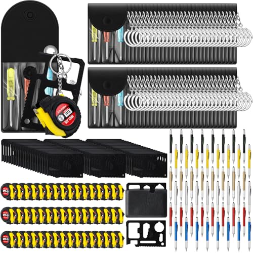 Image of 192 Pcs Mini Screwdriver Tape Keychain Set Multitool Pen Card Father's Gifts Bulk Mini Tool Set for Adult Men Dad (Multicolor)