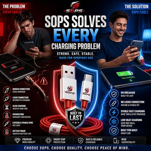 Image of 33W Fast Charger Type C Cable | USB To Type C Cable Fast Charging | C Type Charger Cable | Compatible Poco & OnePlus Original Cable | Red Colour 1 Meter Cord