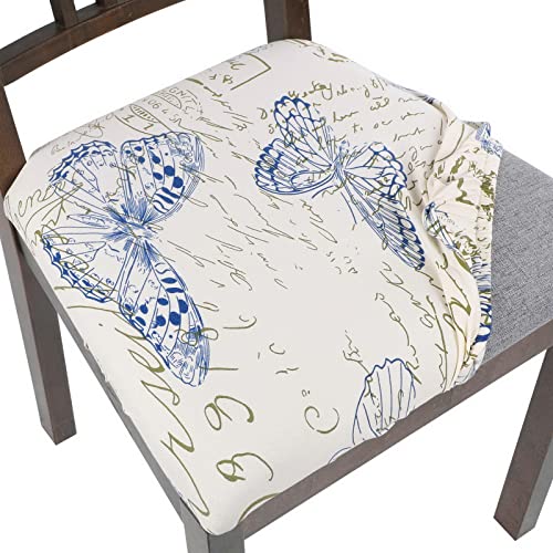 Image of SearchI Seat Covers for Dining Room Chairs Stretch Printed Chair Seat Covers Set of 4, Removable Washable Upholstered Chair Seat Protector Cushion Slipcovers for Kitchen, Office(Butterfly Pattern)