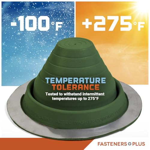 Image of Fasteners Plus #3 Round EPDM Metal Roof Pipe Flashing Boot (Fits 1 /4 inch - 5 inch Pipe OD), Dark Green