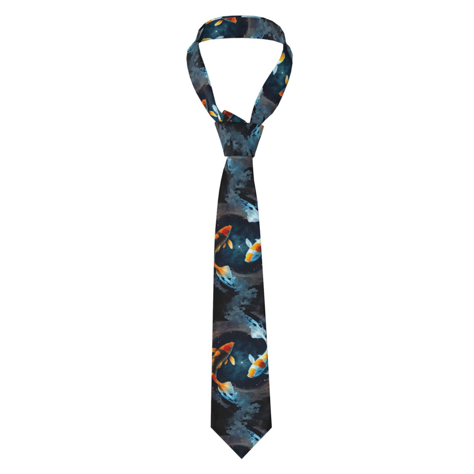Zorin Men's Black Necktie 8Cm Classic Elegant Tie Yin-Yang Koi Carp Suit Accessories For Party Wedding Formal Business Graduation