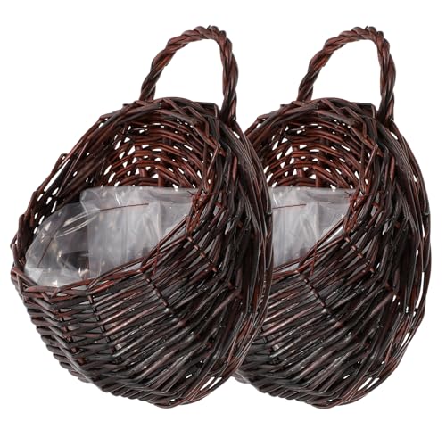 Juego De 2 Maceteros Colgantes De Mimbre Para Flores, Cesta de flores para colgar en la pared de ratán, maceta para colgar en la pared, Cesta De Mimbre Ideal Para DecoracióN De Interiores Y Exteriores