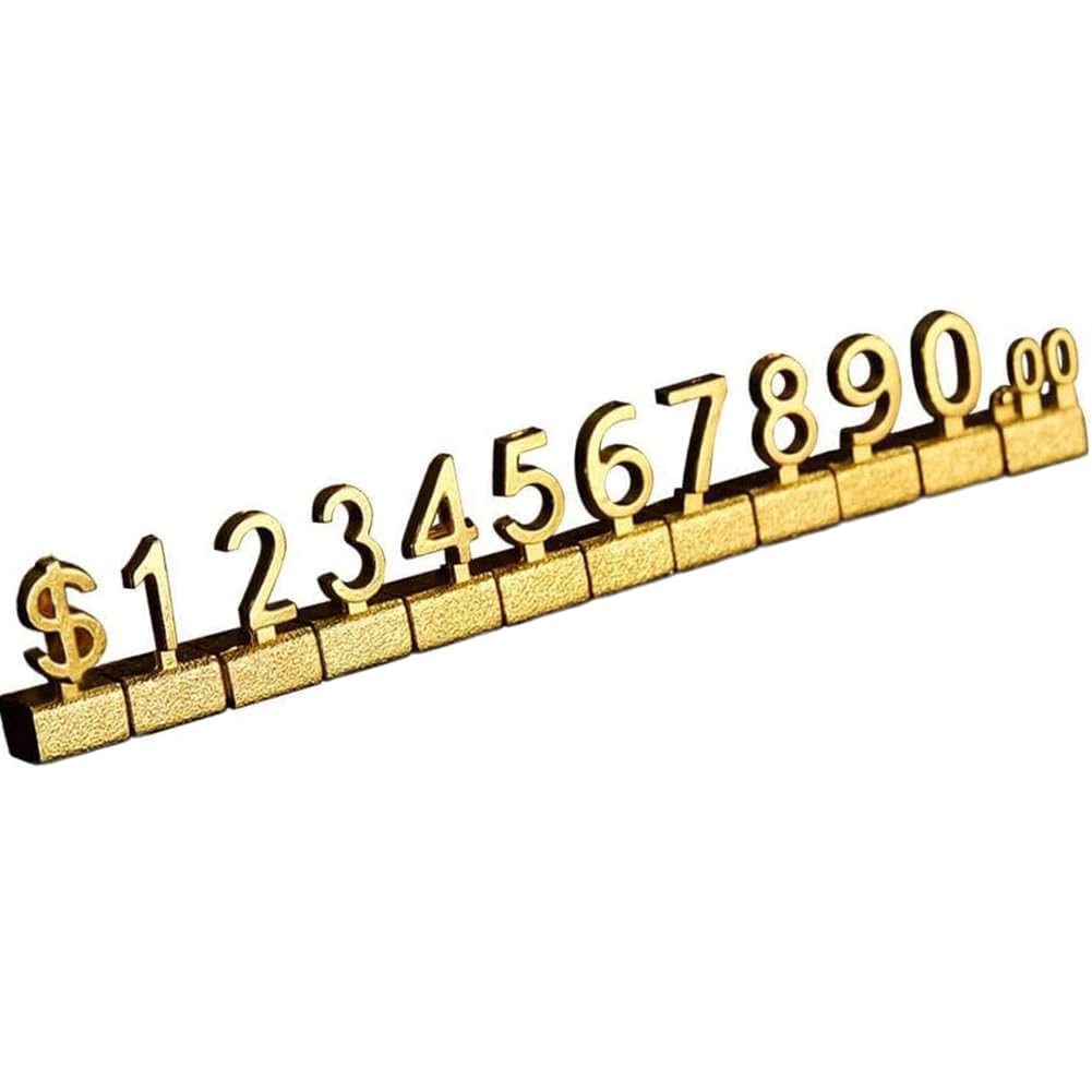 100 Sets Preisschilder, Zink-Verbündeter für Schmuck, Preisanzeige, Zahlenwürfel für Verkäufer, Wertgegenstände, Gold, Dollar-Ständer für Einzelhandelsgeschäft, verstellbar und wiederverwendbar