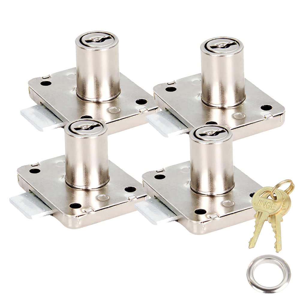 Cabinet Locks Security Drawer Lock Set of 4, 42 * 35mm Cupboard Cam Locks with Keys Universal for Home Household Office File Cabinet Mailbox Furniture
