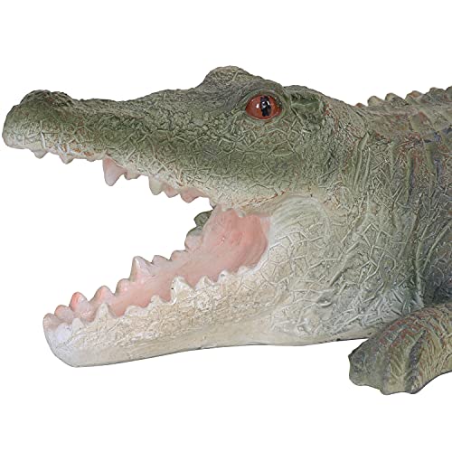Sunnydaze Chloe The Crabby Crocodile Statue Patio, Yard, Pool And Garden Decor - Realistic Style Polystone Indoor/Outdoor Garden Sculpture - 18.25-Inch #TOP4