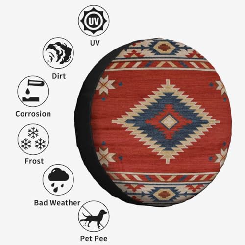 Image of Southwestern Traditional Style Spare Tire Cover 17 inch Wheel Protectors Weatherproof Universal for Trailer Tire Cover Rv SUV Truck Camper Travel Trailer