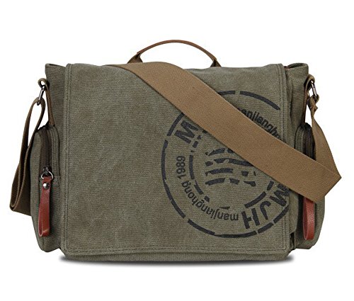 Sac Besace Bandoulière En Toile Vintage - Couleur Vert, Taille Moyenne, Neuve Avec étiquettes