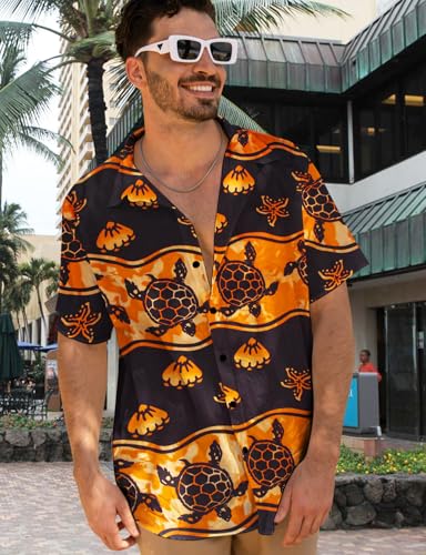 Image of Yoimira Hawaiian Shirts for Men, Print Mens Casual Short Sleeve Button Down Shirts Floral Aloha Beach Shirt