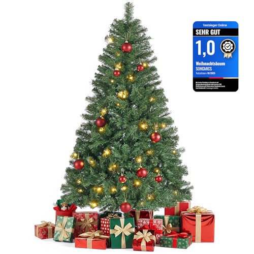 SONGMICS Künstlicher Weihnachtsbaum, mit Beleuchtung, 150 cm hoher...