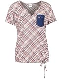 Taifun Damen Blusenshirt mit Karomuster Kurzarm Blusenshirts, Bluse Bluse 1/2 Arm kariert Milky Blush Gemustert 36