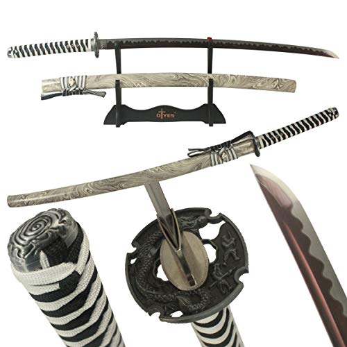 AUXIER Samurai Sword Real Katana Swords for Men Katana Real Sharp,Handmade Japanese Samurai Sword Real Katana Razor Sharp,Real Swords for Men Sharp Japanese Samurai Sword Battle Ready