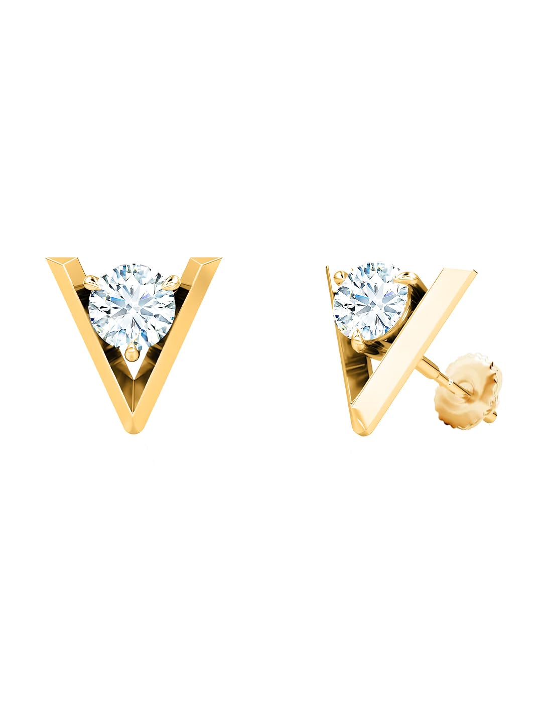 V Shape Earrings With White Solitaire Crystal Stylish Fashion Jewellery For Women and Girls-image-30