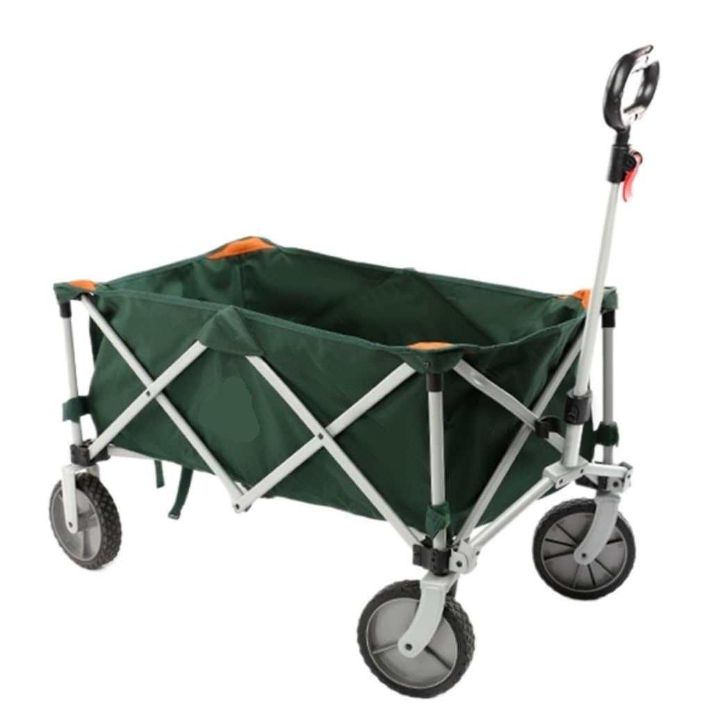 Genérico Carrito de Camping Plegable y práctico de Cuatro Ruedas, Carrito de Playa Plegable para Camping y picnics, Carrito de Compras Ligero y portátil para Actividades al Aire Libre en Color Verde.