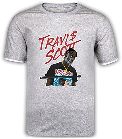 Gaojidiang Travis Scott Mask Mamacita Mercerized Cotton Mens Tshirt Light Grey XXXL