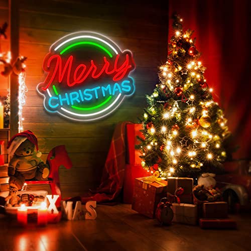 SAAWOODEEKAA Merry Christmas Neon Signs for Wall Decor, Merry Christmas Neon Light Sign LED Wall Signs for Home Decoration Indoor Gift