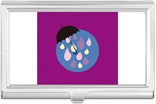 Umbrella Cloud Rain Drip Weather Business Card Holder Case Pocket Box Wallet